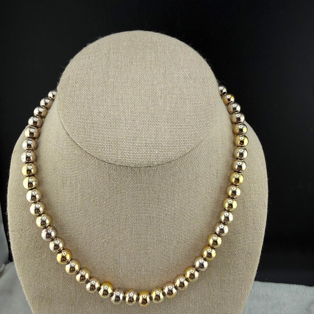 Vintage Ralph Lauren Beaded Necklace Gold Tone 16"‎